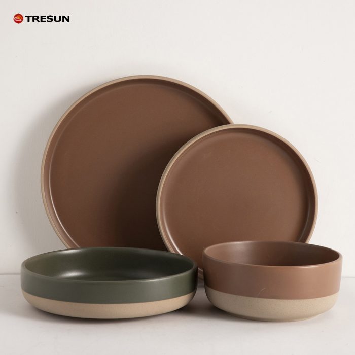 Caramel Color Stoneware Ceramic Dinnerware Set TRSC2504030