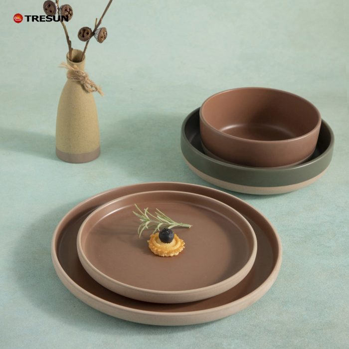 Caramel Color Stoneware Ceramic Dinnerware Set TRSC2504030
