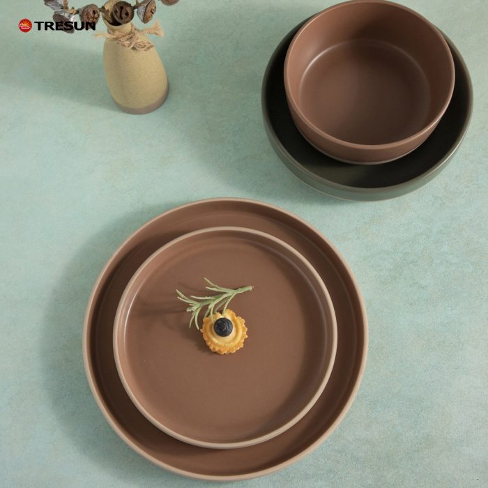 Caramel Color Stoneware Ceramic Dinnerware Set TRSC2504030