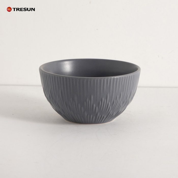 Embossed Grey Color Stoneware Dinnerware Set TRSC2504029