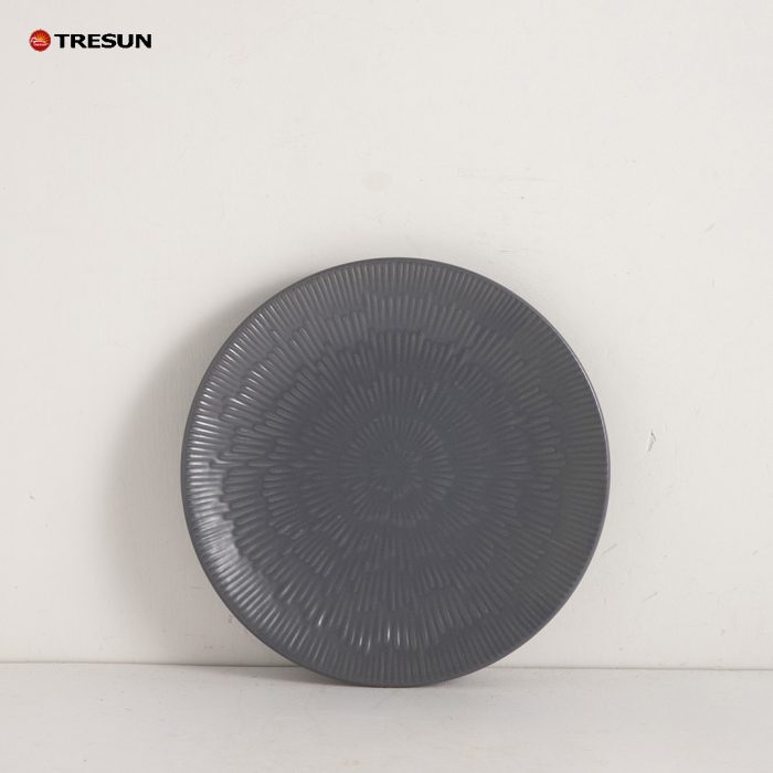 Embossed Grey Color Stoneware Dinnerware Set TRSC2504029