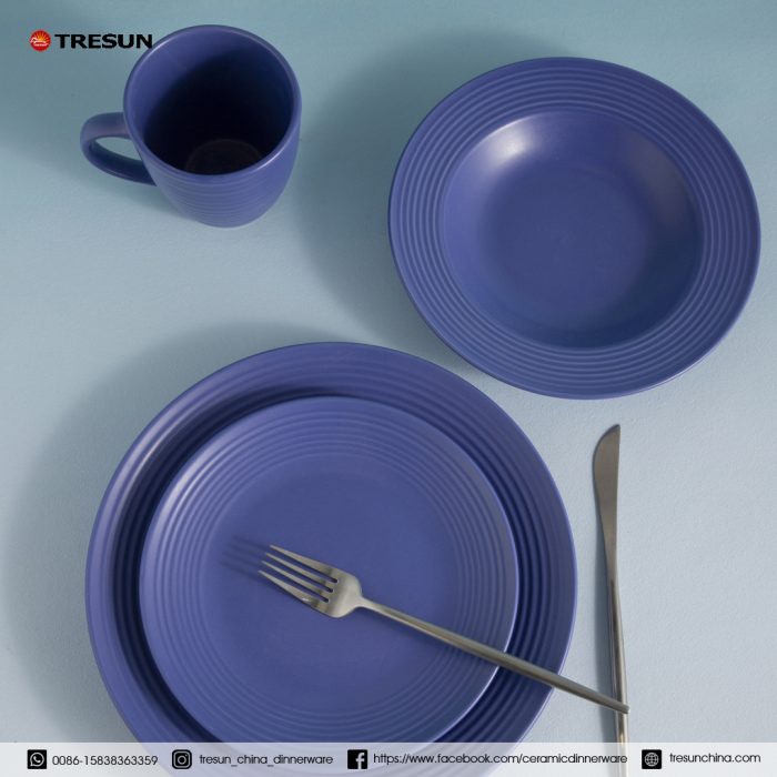 Stoneware Embossed Speckled Dinnerware Set TRSC2504027