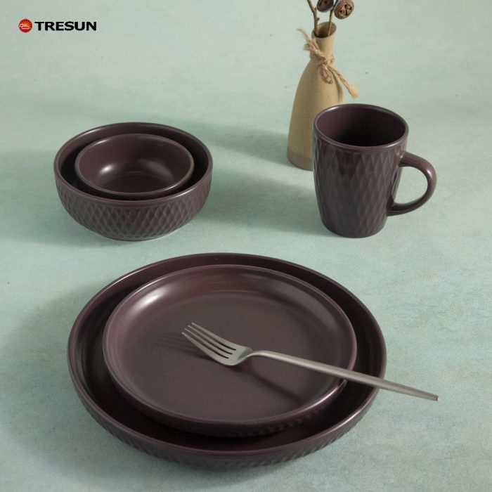 TRESUN Brown Yellow Stoneware Plates and Bowls Sets TRSC2504032