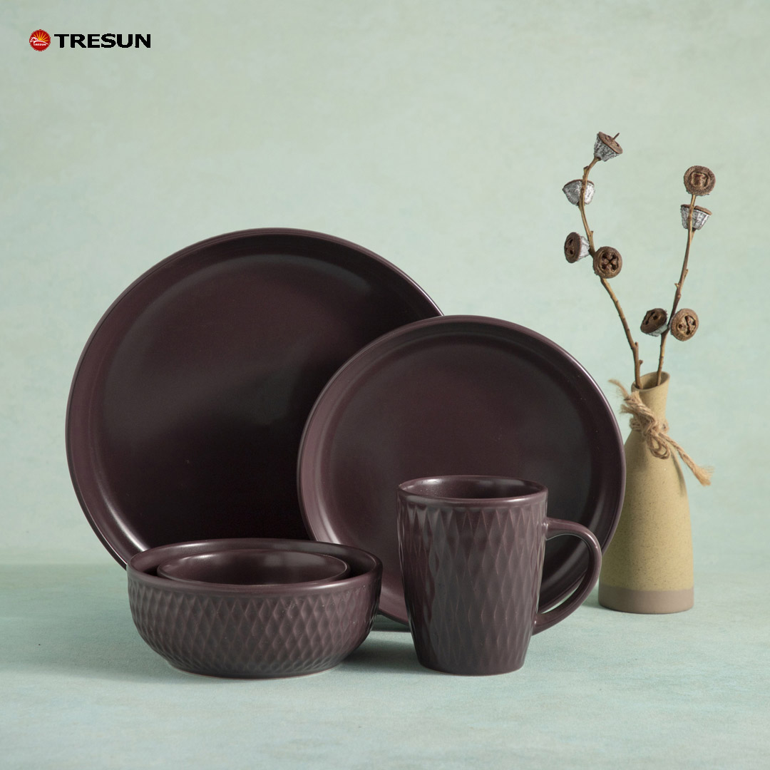 TRESUN Brown Yellow Stoneware Plates and Bowls Sets TRSC2504032