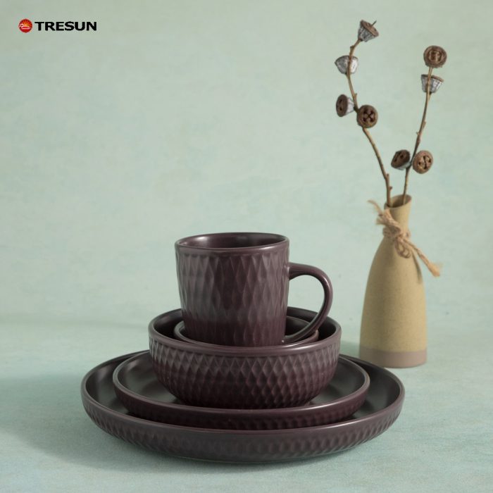 TRESUN Brown Yellow Stoneware Plates and Bowls Sets TRSC2504032