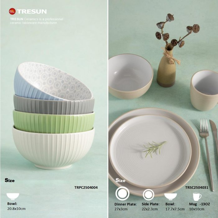TRESUN Cream Khaki Stoneware Dinnerware Set TRSC2504031