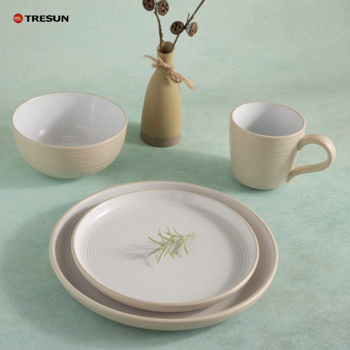 TRESUN Cream Khaki Stoneware Dinnerware Set TRSC2504031